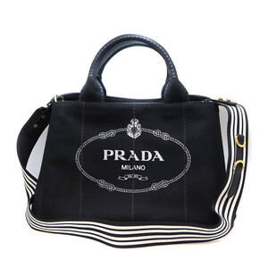 Prada Canapa Tote Bag Black Canvas